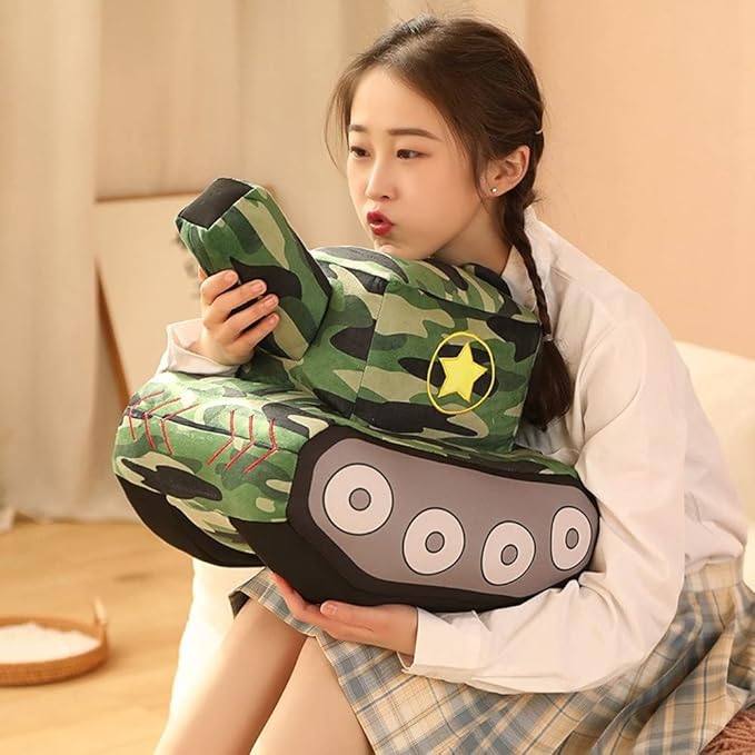 Tank Car Plush Dolls Simulation Peluche Toys Novelty Plush Toys.
