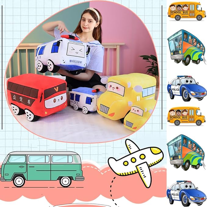 Police Car Plush Toy Police Bus Stuffed.