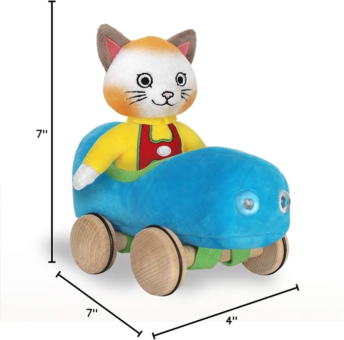 Huckle Cat Soft Toy with Busytown Blue Car.