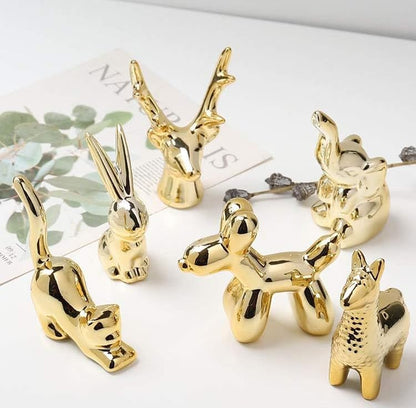 Golden Small Animal Statues，Modern Style Decorative Ornaments