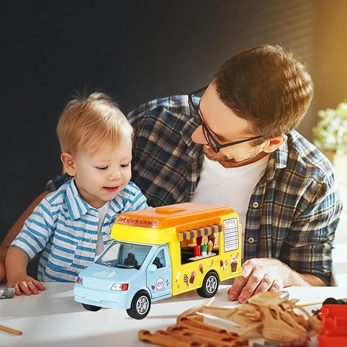 Alloy Fast Food Truck Model Toy Vehicle Pull Back.