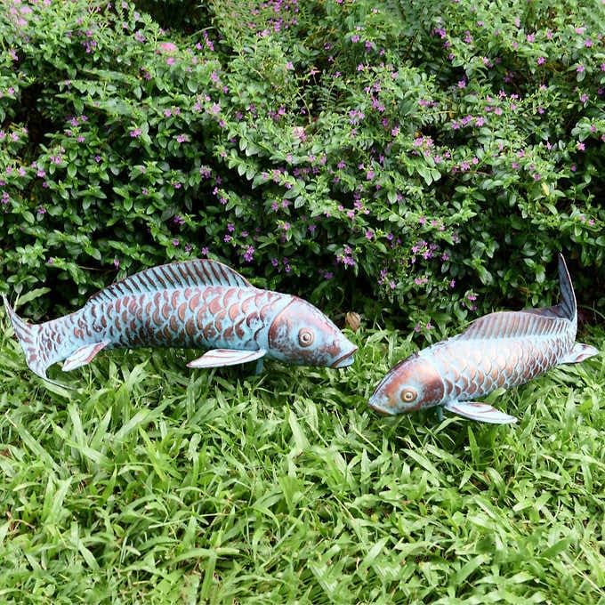 Garden Statues Koi Fish Decor for Outside