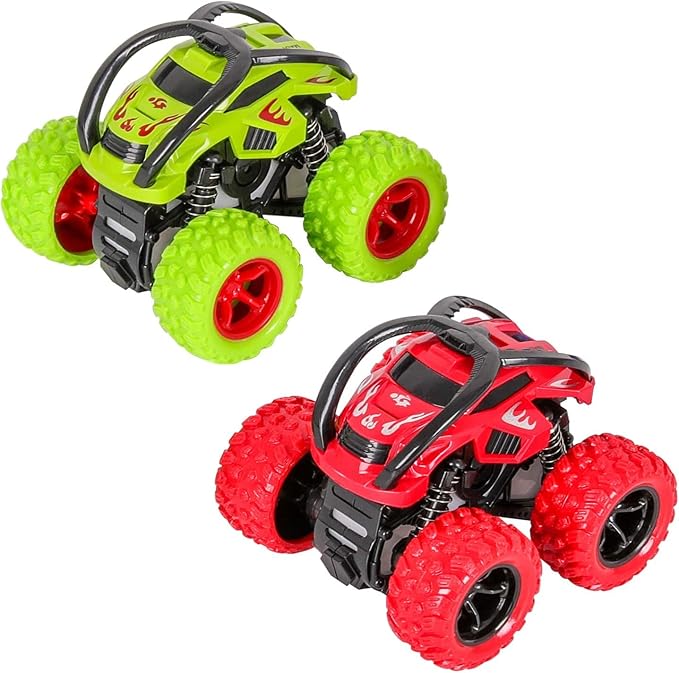 Monster trucks toys plastic with collision protection.