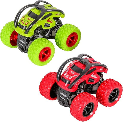 Monster trucks toys plastic with collision protection.