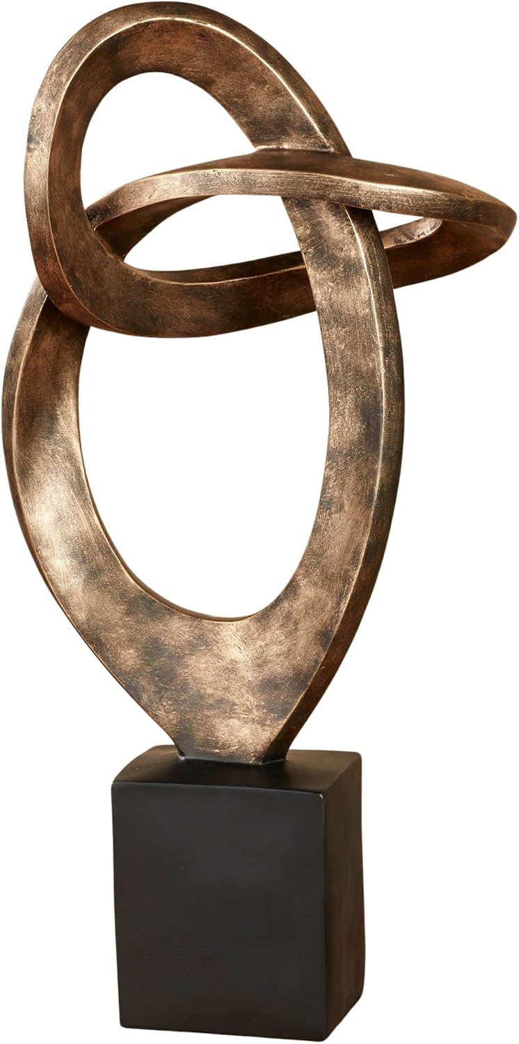 Eternal Love Abstract Table Sculpture Antique Gold