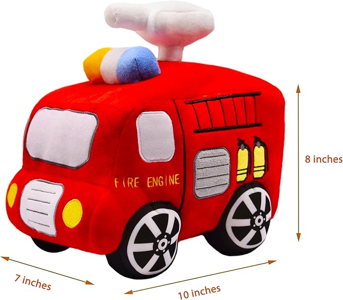 Stuffed Special Vehicle Plush Fire Truck Cuddly Rescue Vehicle
