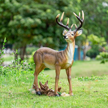Outdoor Garden Lawn Decoration-Weather-Resistant Sika Deer Statue and Deer Decoy