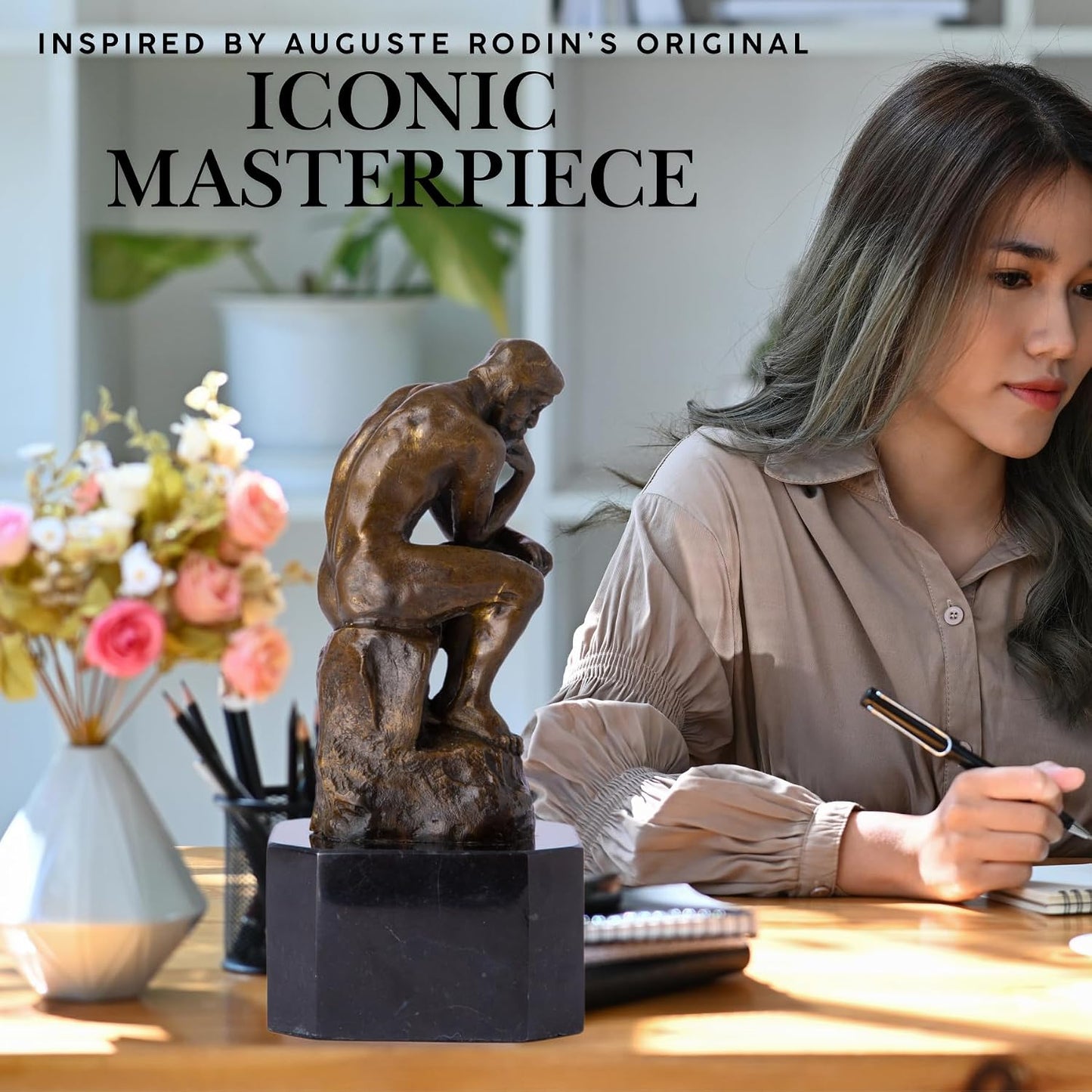 The Thinker Bronze Sculpture –  Decorative Statue for Home, Office & Gallery