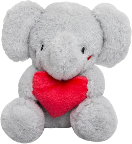 Small Elephant Stuffed Animal Holding Red Heart