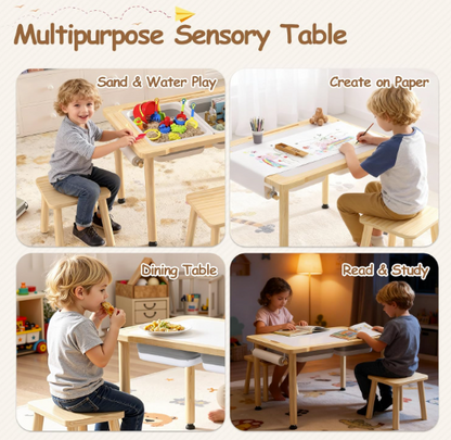 Prime Picks Wooden Sensory Table, Indoor Activity Desk
