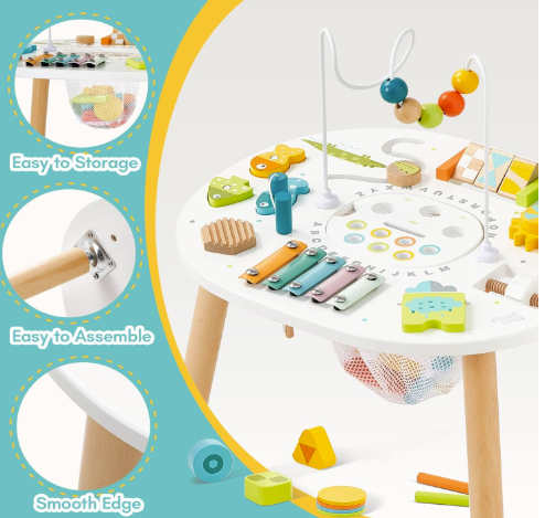 Prime Picks Wooden Activity Table for 1 Year Old