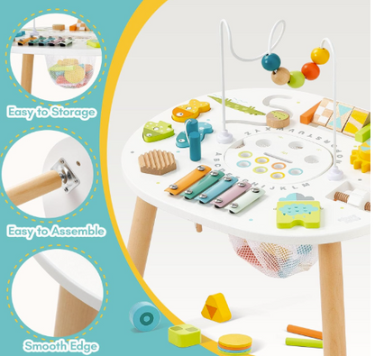 Prime Picks Wooden Activity Table for 1 Year Old